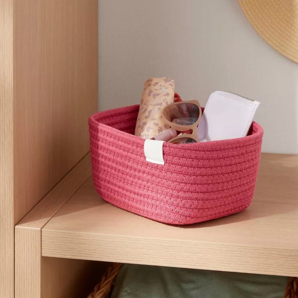 Brightroom Pink Coiled Rope Basket NEW